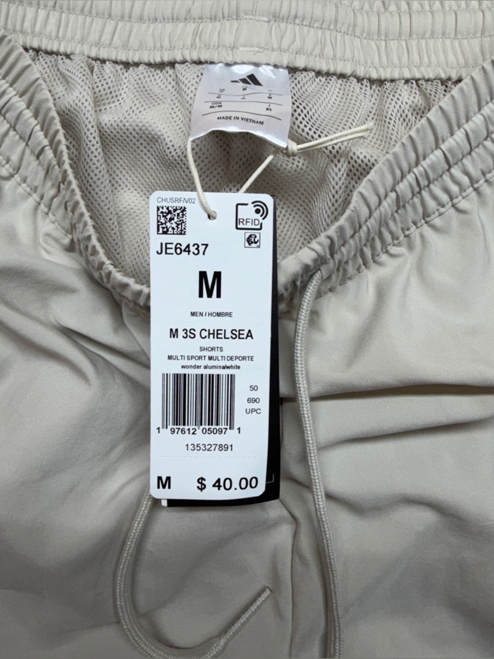 NWT Adidas Men’s Essentials 3-Stripes Chelsea Shorts - Wonder Alumina Tan- Med - Picture 4 of 7
